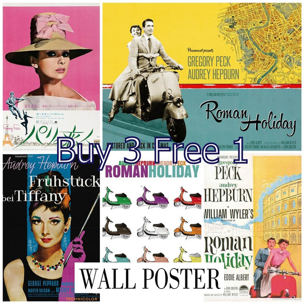 Audrey Hepburn Vintage Retro Matte Kraft Paper Antique Poster Wall ...