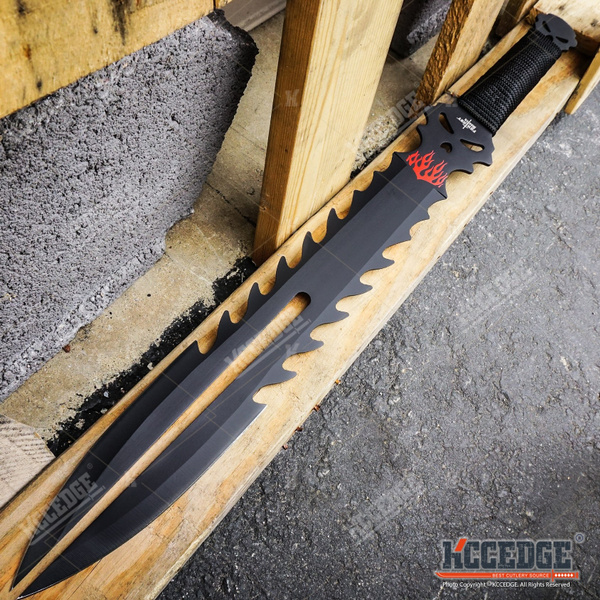 Usa Seller Usa Stock 25 Black Flaming Demon Double Edge Ninja Fantasy Short Sword Wish Usa Seller Usa Stock 25 Black Flaming Demon Double Edge Ninja Fantasy Short Sword Wish