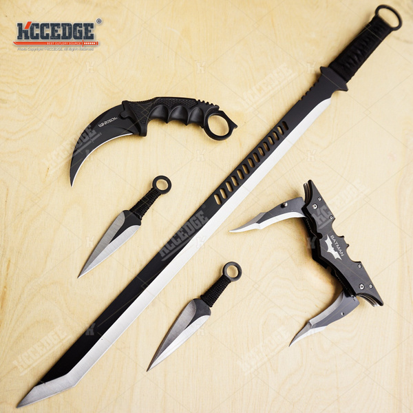 USA SELLER USA STOCK 3PC Set Ninja Sword w/2 Throwing Knives + Karambit +  Batman Dual Blade Knife | Wish
