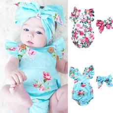 Summer Newborn Baby & Toddler Girls Bodysuit Flower Print Clothes Infant Jumpsuit Pure Cotton Baby Rompers Outfits Clothes