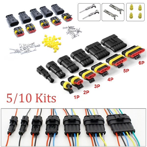 Waterproof Car Auto Electrical Wire Connector Plug Kit 1-6 Pin Way Blade Fuses 