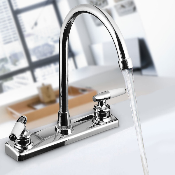 Stainless Steel + PP Plastic RV / Mobile Home Hotel Kitchen Sink Faucet Dual Handles Mixer Taps | Wish