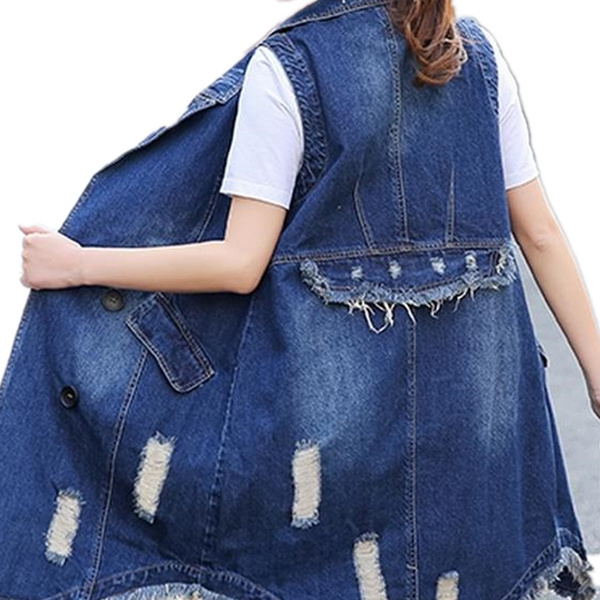 long denim vest plus size