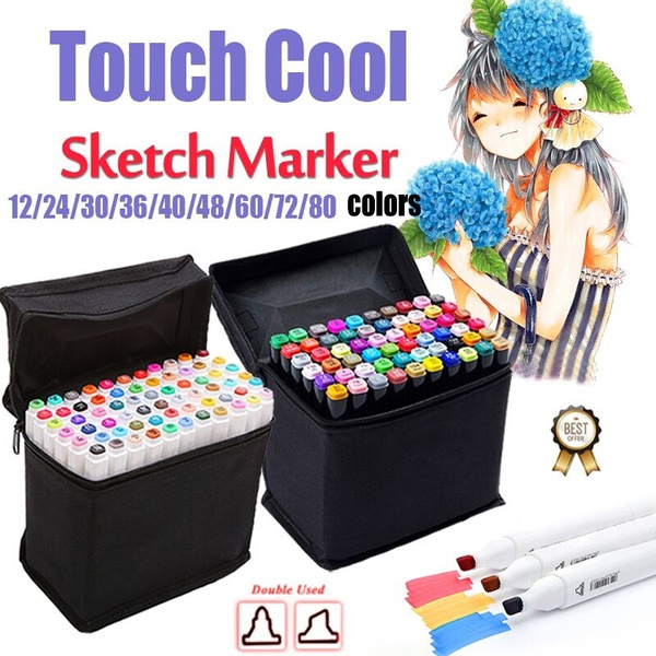 12/24/30/36/40/48/60/72/80/ Cool Colors Art Markers Pen Oily Alcoholic  Sketch Marker Art Supplies for Animation Manga Draw