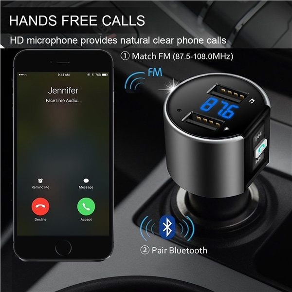 New Wireless InCar Bluetooth Hands Free Car Kit Radio Adapter with 5V