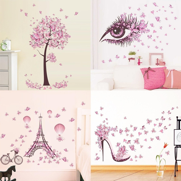 Pink wall online stickers