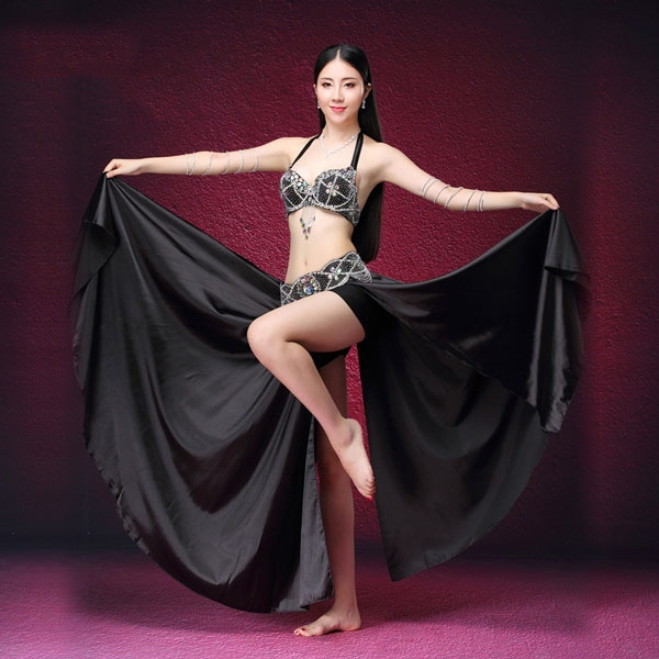 Professional High-Grade Belly Dancing Costume Beauty Satin Belly Dance  Costume,Bra Belt Skirt 3pcs Outfit,3 Colors