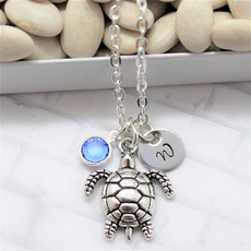 monogram, Turtle, Necklace, Gifts