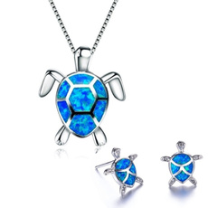 Turtle, opalnecklace, bluefireopal, Fashion