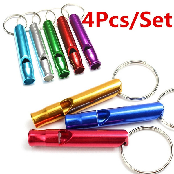 4Pcs/Set Aluminum Alloy Small Whistle Key Ring Keychain for Outdoor ...