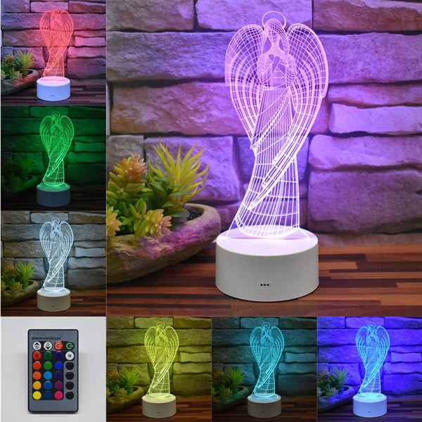 Home Decor Transparent with Multi Color Light Angel Shape LED Desktop Lamp 