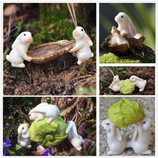 miniaturegarden, rabbitfigurine, miniature, bonsaidecoration