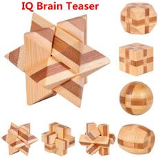3D Jigsaw Bamboo Kong Ming Wooden Interlocking Burr Puzzles Game Toy Children Adults IQ Brain