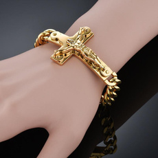 Steel, Punk Bracelet, 18k gold, goldplated