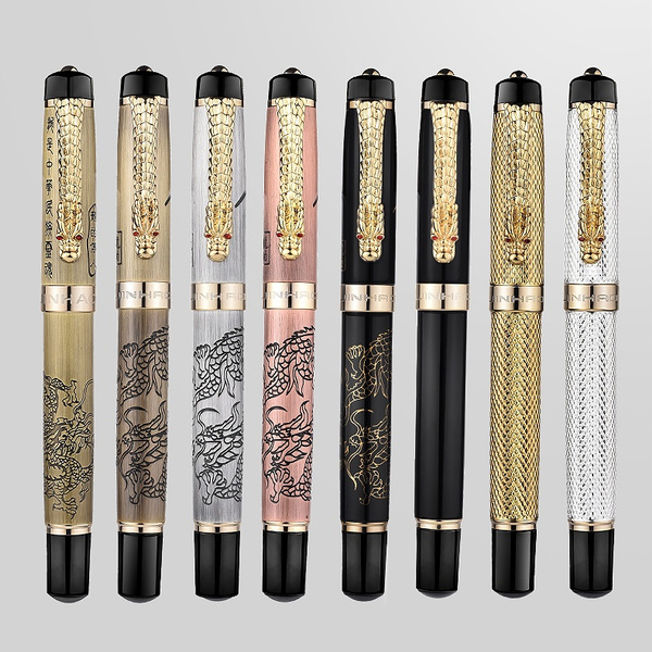 Jinhao Chinese Dragon Fountain Pen 18KGP Nib Ink Pens with Original Gift Box Set 