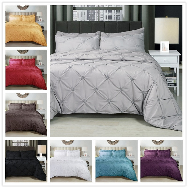 8 Colors Luxury Bedding Sets Pinch Pleat Twin Queen King Size Duvet Cover Set 2 3 Pcs Bed Set Uk Single Uk Double Uk King Us Twin Us Full Us Queen Us King Wish