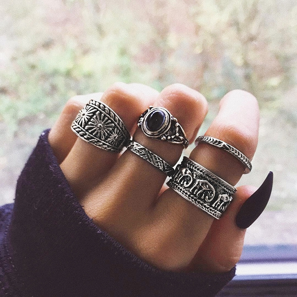 Sterling silver ring on sale sets boho