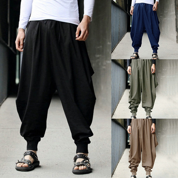 Gothic Mens Fashion Loose Harem Pants Casual Sport Joggers Medieval Vintage  Baggy Trousers High Quality