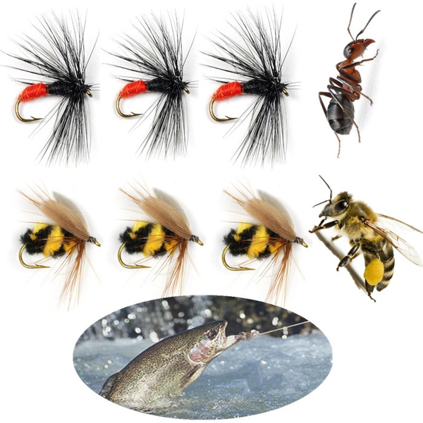 5Pcs Artificial Insect Hook Bait Bumble Bee/Ant Fishing Tackle Fly Trout  Fishing Lures #10 Sea Fishing