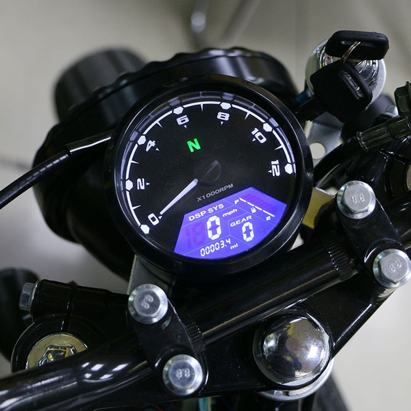 Retro LED LCD Tachometer Speedometer Fuel Assembly Cafe Racer Universal 