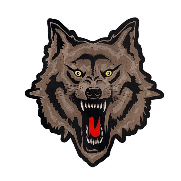 Wolf Head with Feathers Motorcycle Jacket Patch