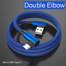 L Bending USB Cable Fast Charging Braided Cable Micro USB Type C For Samsung HTC Huawei Xiaomi