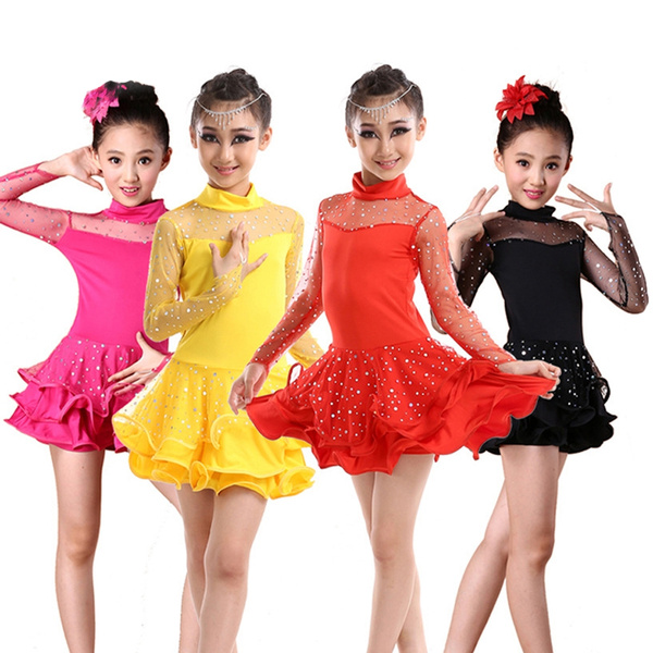 Kids Latin Dance Dress Samba Girls Dresses Cha-cha Competition Ballroom  Costume