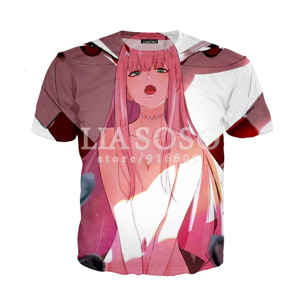 Camiseta de desenhos animados heartin the fresxx anime zero two kawaii  impressão top harajuku - AliExpress