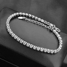 Women Fashion Plate Silver Bracelet Diamond CZ Bangle Bracelet Wedding Jewelry Gifts