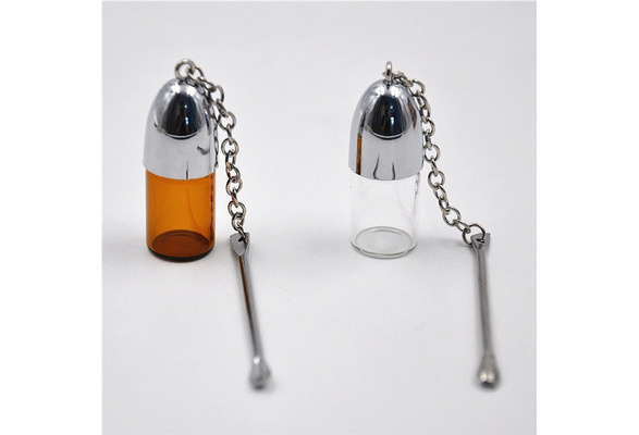 1/3pcs Small Glass Bottle with Snuff Spoon Secrete Storage Snorter Bullet  Container Pill Case Height 36mm/57mm/67mm,Diameter 15mm