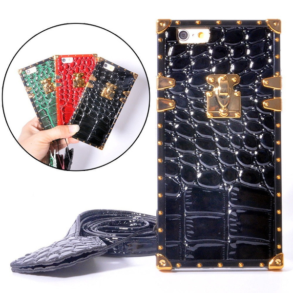 Crocodile Leather Eye Trunk Rubber Case Cover + Lanyard For iPhone