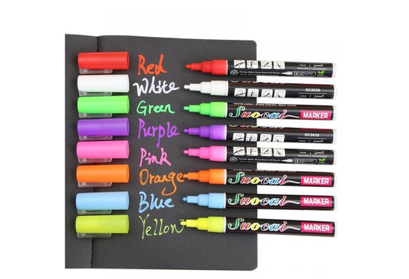 Simpleoa Liquid Chalk Markers, 8 Neon Pack Bold Color Glass Markers Erasable  - C