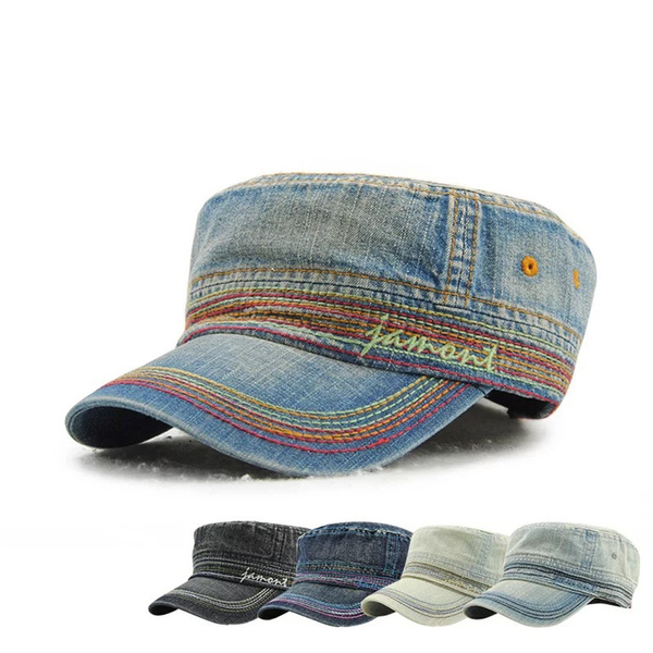 Women Vintage Cotton Army Cadet Cap 