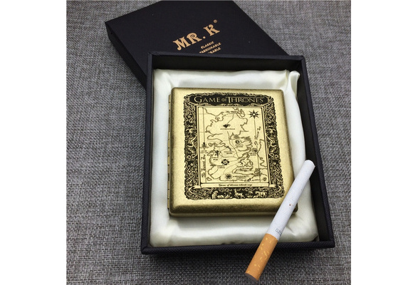 Game Of Thrones Map Of Westeros Cigarette Box Men's Pocket Brass Cigarette Case For 20 Regular Cigarettes