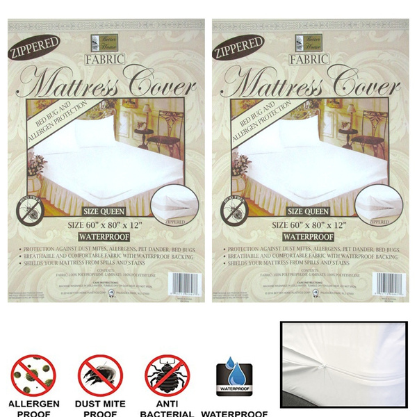 2 Queen Size Zippered Mattress Cover, Bed Bug Covers Queen Size