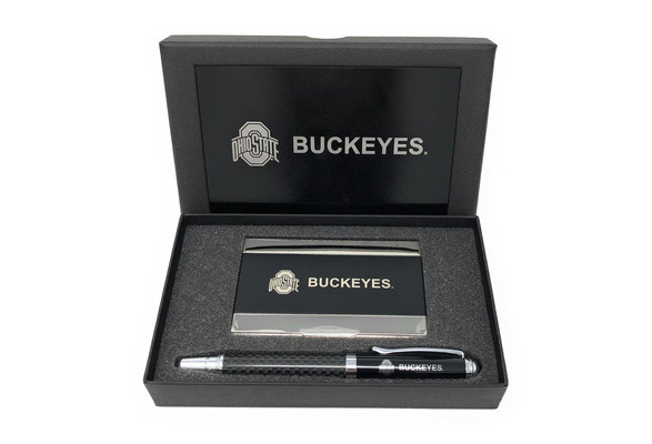 Laser Engraved Gifts Ohio State University Buckeyes Pen//Card Holder Gift Set Carbon Fiber Set