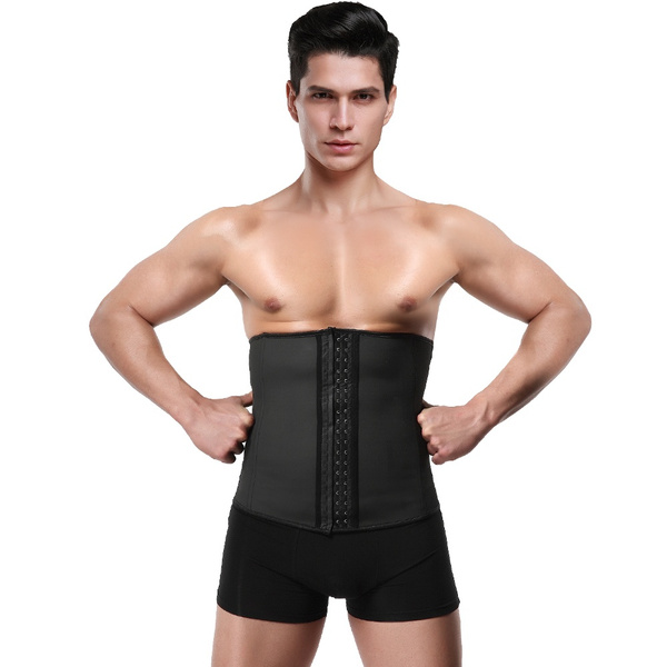 Latex Waist training corsets for men faja hombre mens bodysuit men