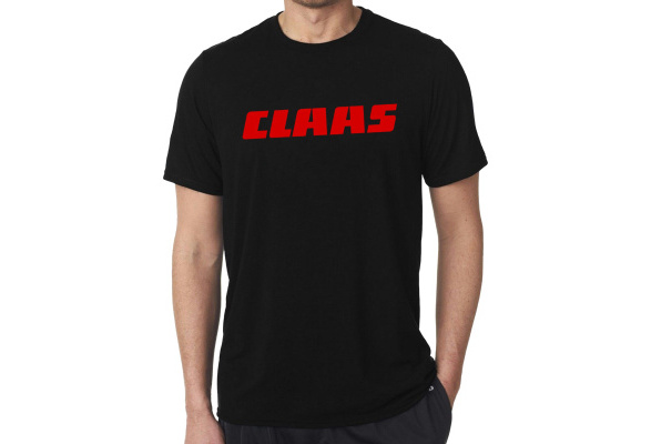 Mens Claas Black Tee Shirt Tractor Harvester Agriculture Farming