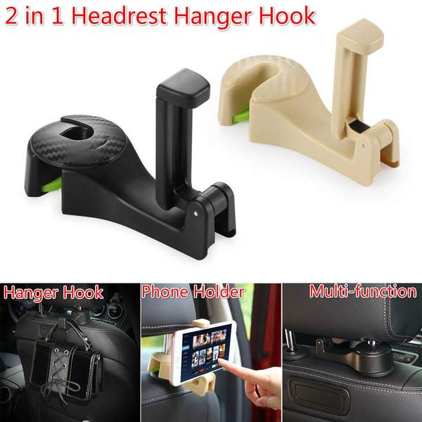 2PCS Multifunction 2 in 1 Car Back Seat Phone Holder Headrest Hanger Hook Stand