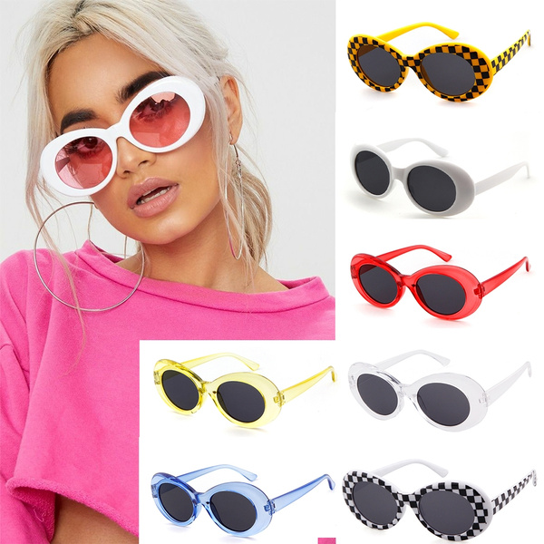 Bold Clout Goggles Men Women Retro Neff Small Oval Frame Sunglasses Kurt Cobain Checkered Sun Glasses 421B | Wish