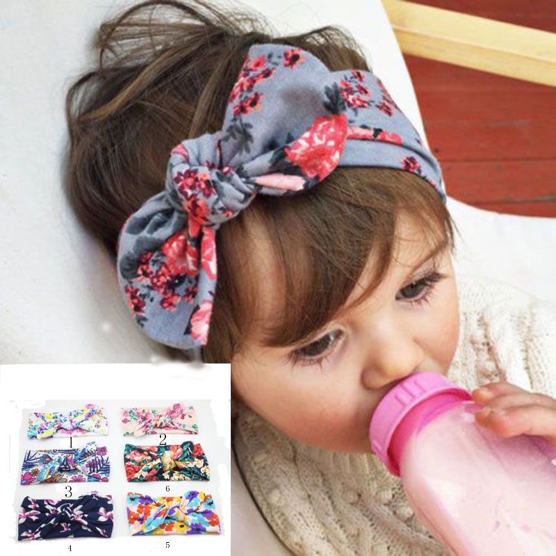 Baby Kids Girl Infant Flower Bow Hairband Turban Knot Rabbit Headband Headwear