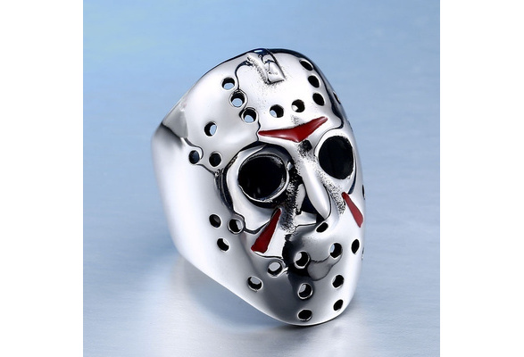 Details about   Fashion Stainless Steel Men's Friday 13th Jason Mask Biker Finger Ring Size 8-12 