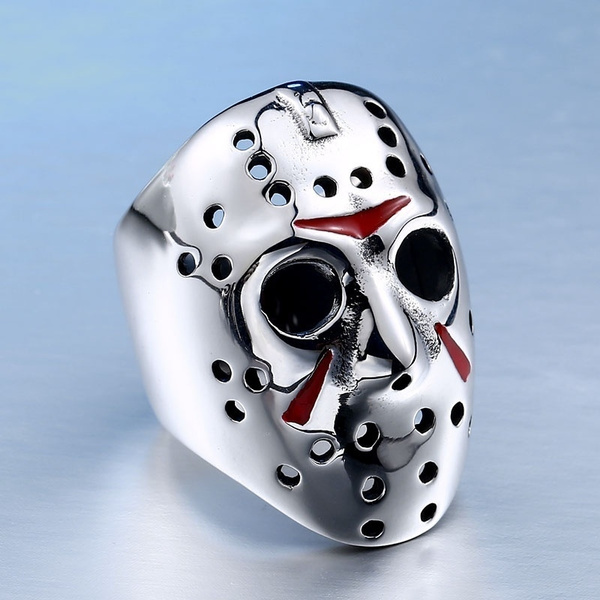 Details about   Ring For Men Jason Mask Pattern Gothic Punk Rock Biker Stainless Steel 