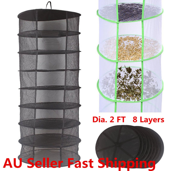 Growsun 2ft 8 Layer Black Mesh Hanging Herb Drying Rack Dry Net