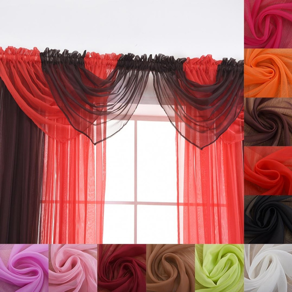 READY MADE 1X CRYSTAL BEADED VOILE CURTAIN SWAGS TASSEL 11 COLORS PELMET DRAPES