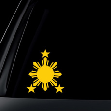 Flag, Sun, Cars, Stickers