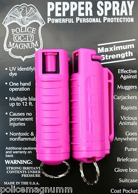 Police Magnum Hot Pink Pepper Spray 3-Pack – 1/2 Oz Each, Keychain, UV Dye, Made In USA