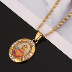 goldplated, christianjewelry, goldpendantnecklace, motherspendantnecklace