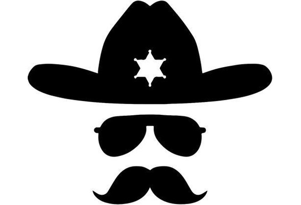 Sheriff Hat Mustache Home Decor Car Truck Window Decal Sticker