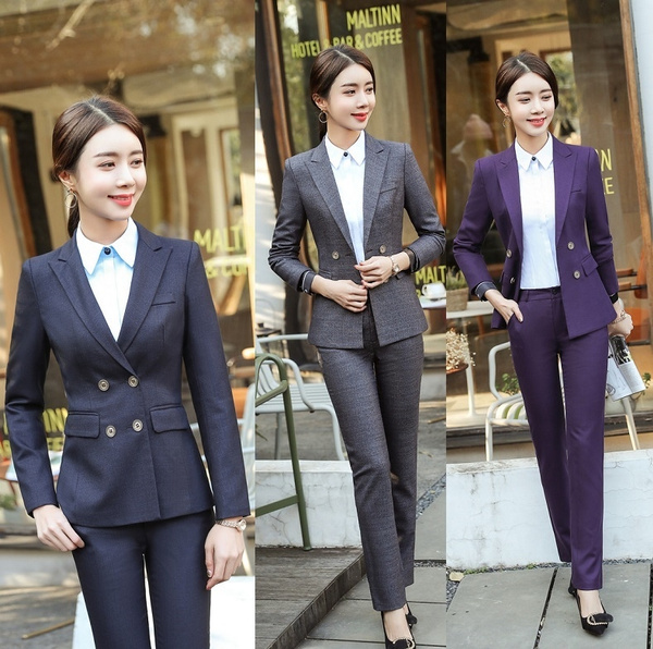 High Quality Fabric Professional Formal Uniform Designs Pantsuits With  Jackets And Pants Long Sleeve Autumn Winter Business Women Work Wear Pants  Suits Trousers Sets Women Career Blazers Plus Size 4XL